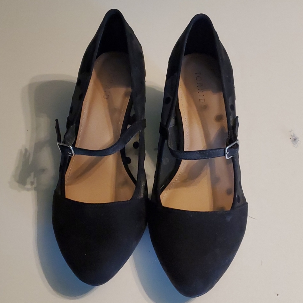 Black polkadot torrid wedges